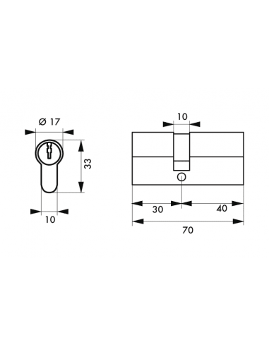 Organigramme de cylindres et de clés Thirard HG5+ 2 entrée à bouton nickelé